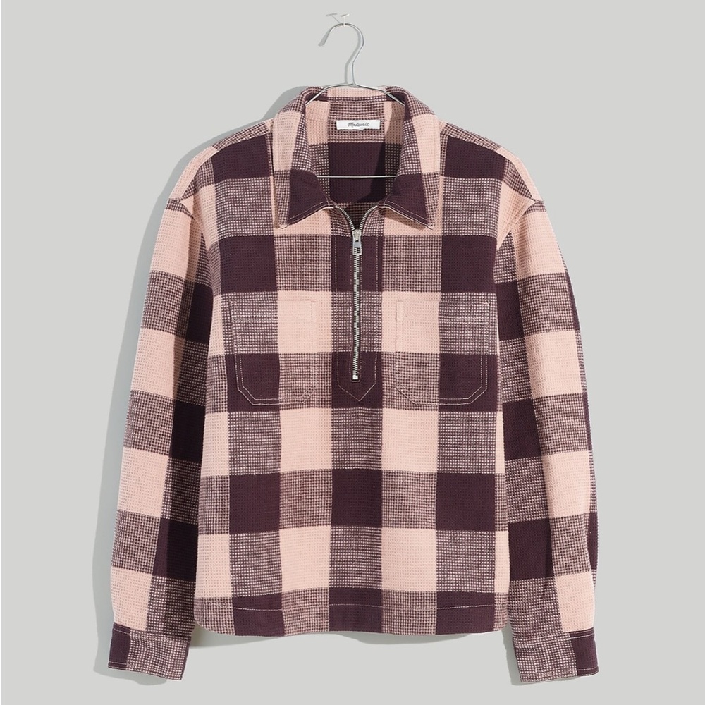 Madewell waffle knit, half zip pop over shirt
